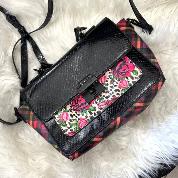 Betsey Johnson Handbags - Betsey Johnson Torrid Satchel Plaid Floral Bag Whimsigoth Fairy Pin Up Rockabill